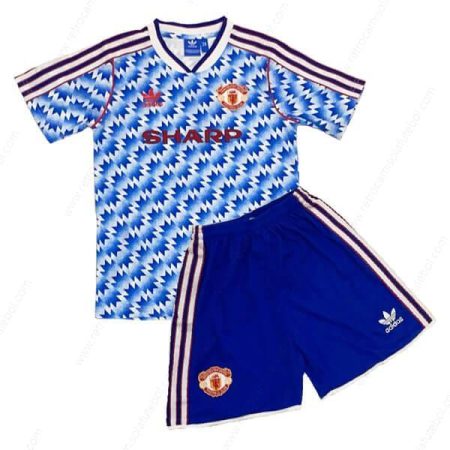 Camisola Retro Manchester United 2º Kits de futebol para crianças 90/92