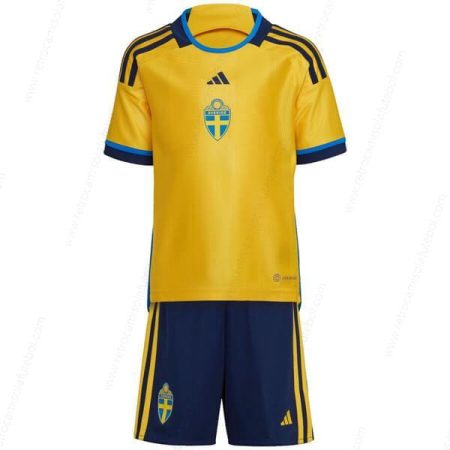 Camisola Suécia 1º Kits de futebol para crianças 2022